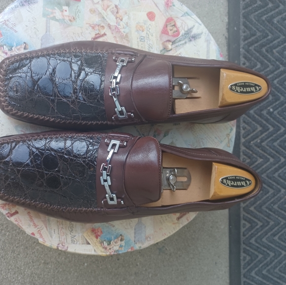 David Eden brown handmade leather loafers 11.5 - Picture 2 of 5